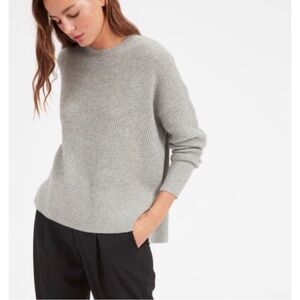 EVERLANE waffle texture crewneck cashmere sweater grey small